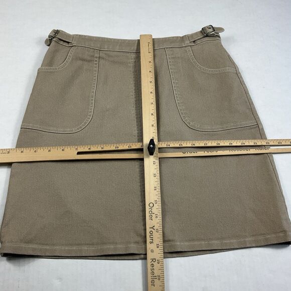 LOFT Vintage A-Line Chino Skirt Khaki Beige Utility Pockets Back Zip Academia 8 - Picture 5 of 11